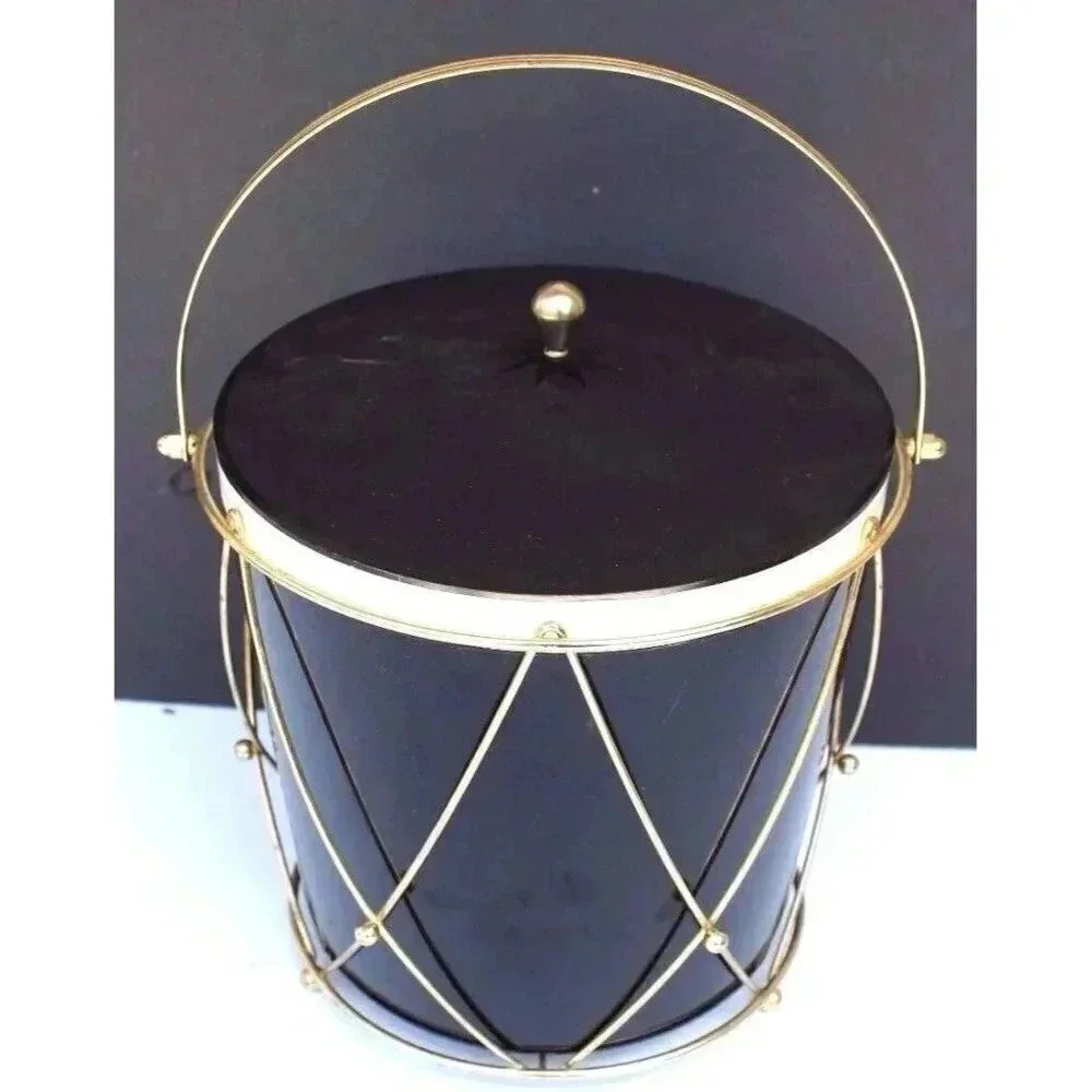 Vtg Mid Century Thermos Ice Tub, Ice Bucket, Black Drum, Model 9940, Made in USA